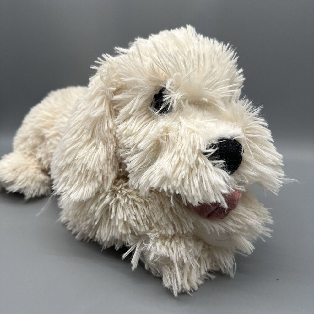 Folkmanis Panting Dog Hand Puppet Shaggy Plush 19" Pup White Shaggy Dog Rare